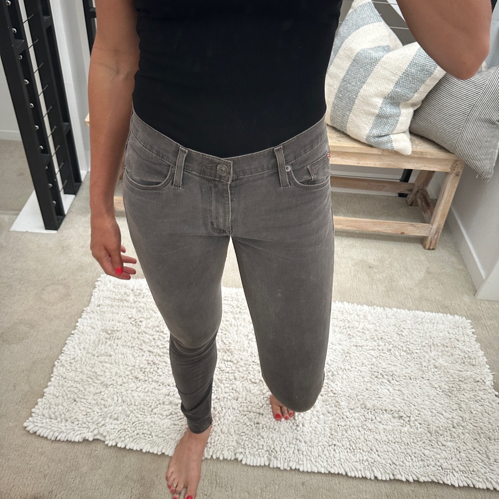Hudson Jeans Nico Mid Rise Skinny Jeans Charcoal Black Stretch | Size 27 - Picture 6 of 14